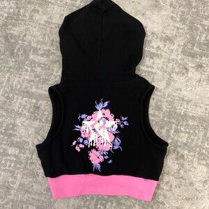 Rebel Black & Pink Cropped Tank Hoodie 🖤🩷SIZE YM